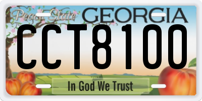 GA license plate CCT8100