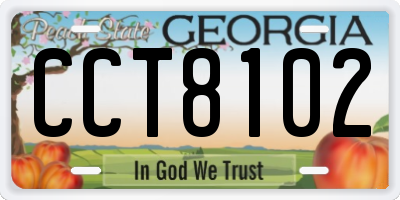 GA license plate CCT8102
