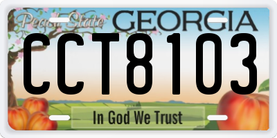 GA license plate CCT8103