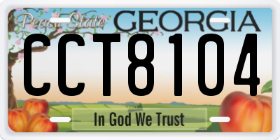 GA license plate CCT8104