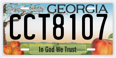 GA license plate CCT8107