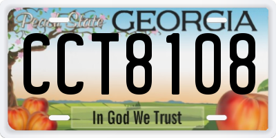 GA license plate CCT8108