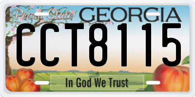 GA license plate CCT8115