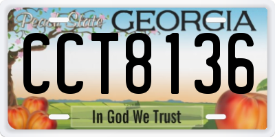 GA license plate CCT8136