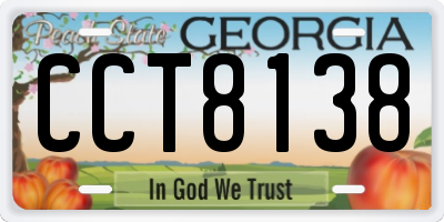 GA license plate CCT8138