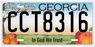 GA license plate CCT8316