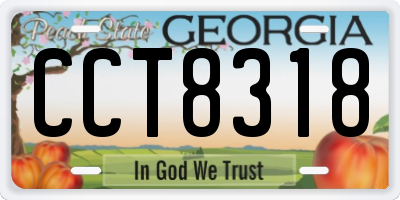 GA license plate CCT8318