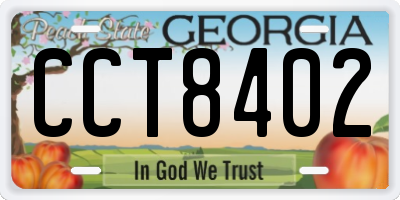 GA license plate CCT8402