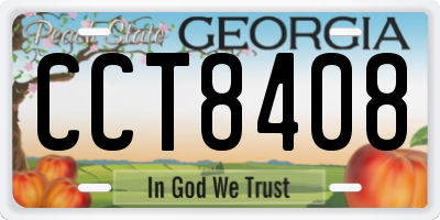 GA license plate CCT8408