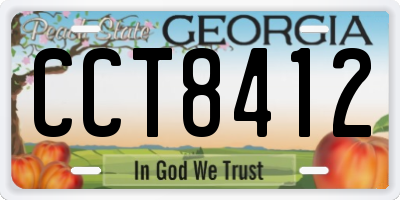 GA license plate CCT8412