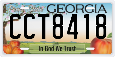 GA license plate CCT8418