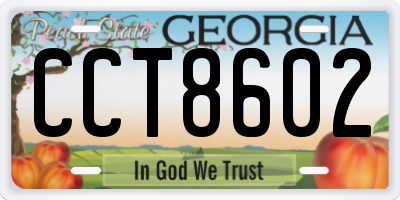 GA license plate CCT8602