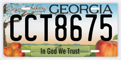 GA license plate CCT8675