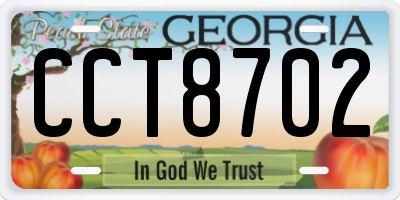 GA license plate CCT8702