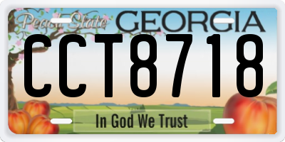 GA license plate CCT8718