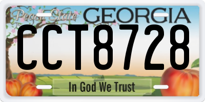 GA license plate CCT8728