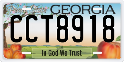 GA license plate CCT8918