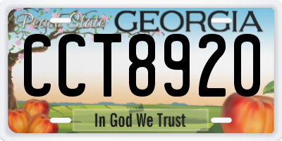 GA license plate CCT8920