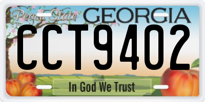 GA license plate CCT9402