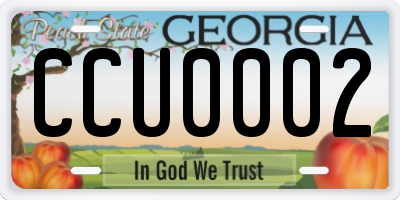 GA license plate CCU0002