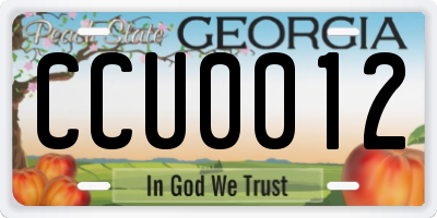 GA license plate CCU0012
