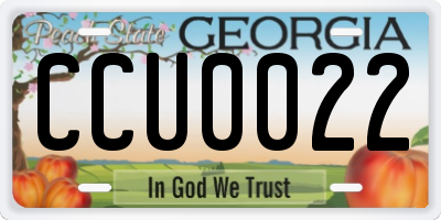 GA license plate CCU0022