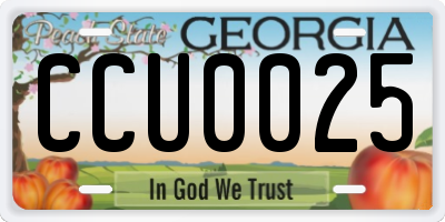 GA license plate CCU0025