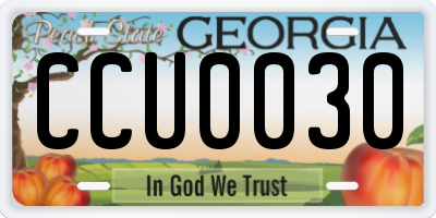 GA license plate CCU0030