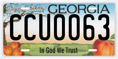 GA license plate CCU0063