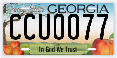 GA license plate CCU0077