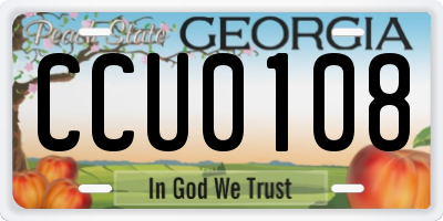 GA license plate CCU0108