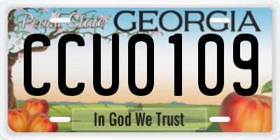 GA license plate CCU0109