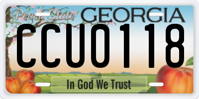 GA license plate CCU0118