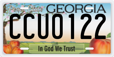 GA license plate CCU0122