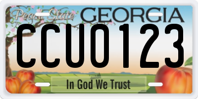GA license plate CCU0123