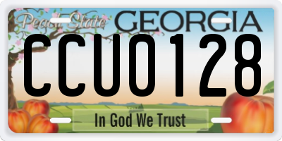 GA license plate CCU0128
