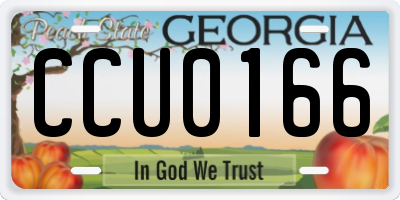 GA license plate CCU0166
