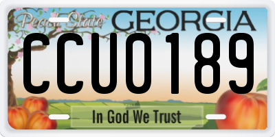 GA license plate CCU0189