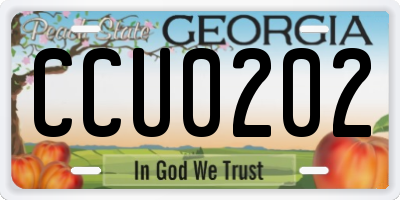 GA license plate CCU0202
