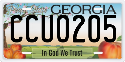 GA license plate CCU0205