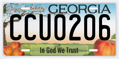 GA license plate CCU0206