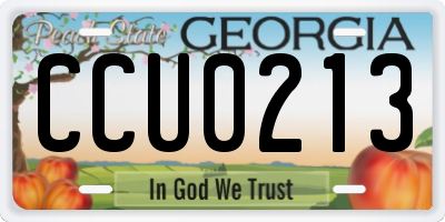 GA license plate CCU0213