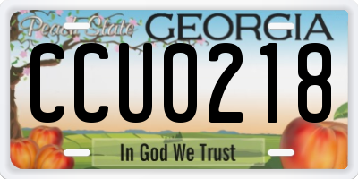 GA license plate CCU0218