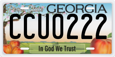 GA license plate CCU0222