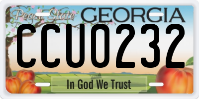 GA license plate CCU0232