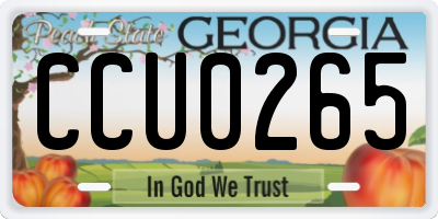 GA license plate CCU0265