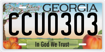 GA license plate CCU0303