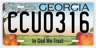 GA license plate CCU0316