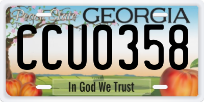 GA license plate CCU0358