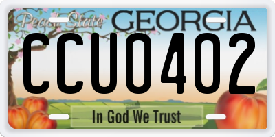GA license plate CCU0402